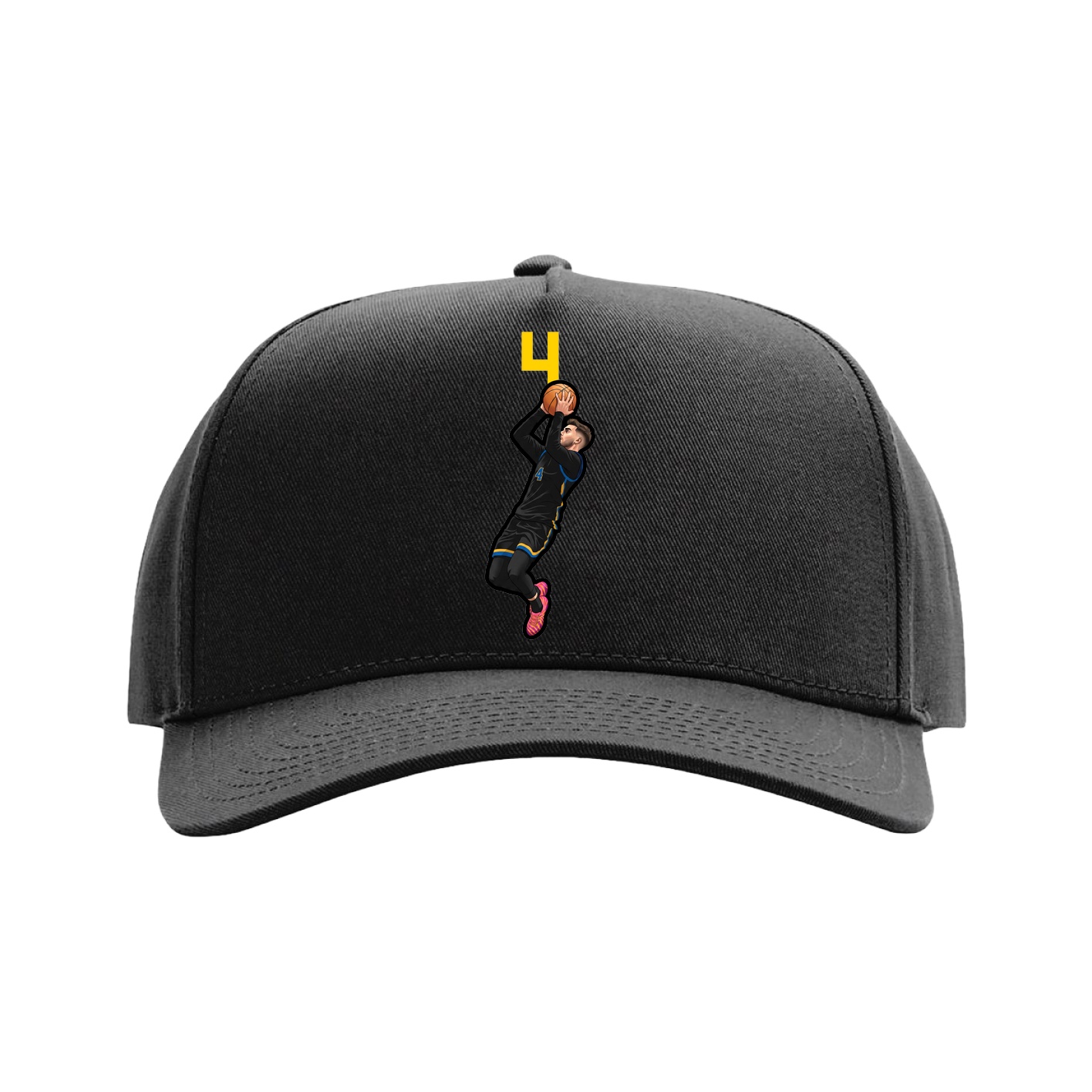 Full Fabric Five-Panel Champ Cap — Number Top in Black