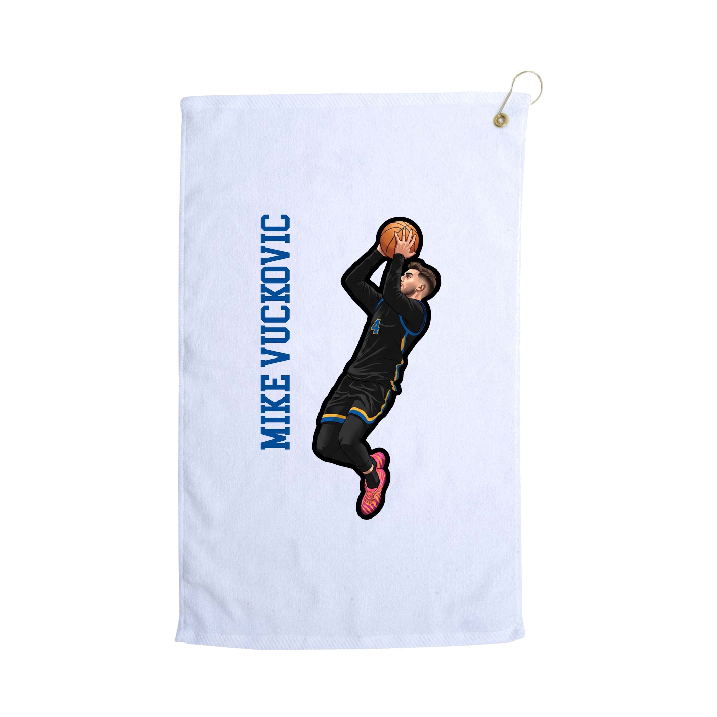 Golf Towel — Name Vertical in White