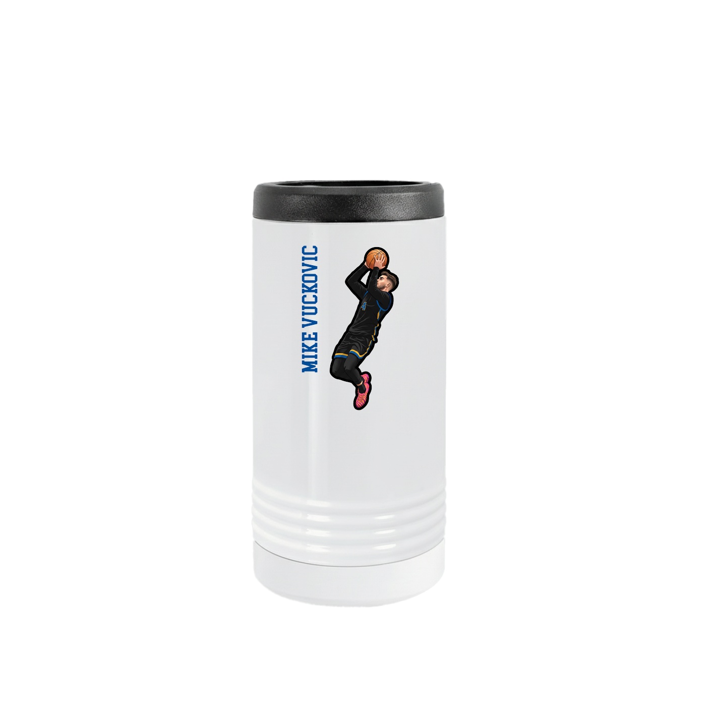 Slim Beverage Holder — Name Vertical in White