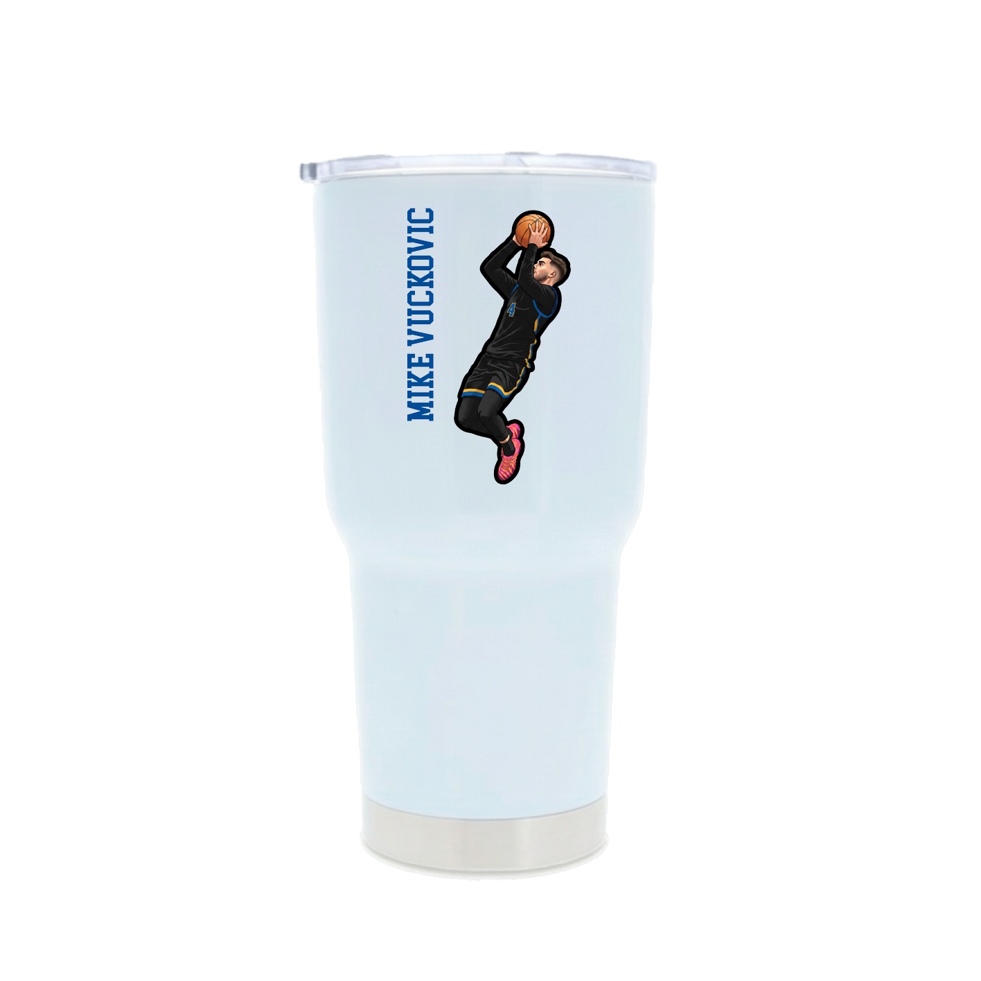 30oz Stainless Steel Tumbler — Name Vertical in White