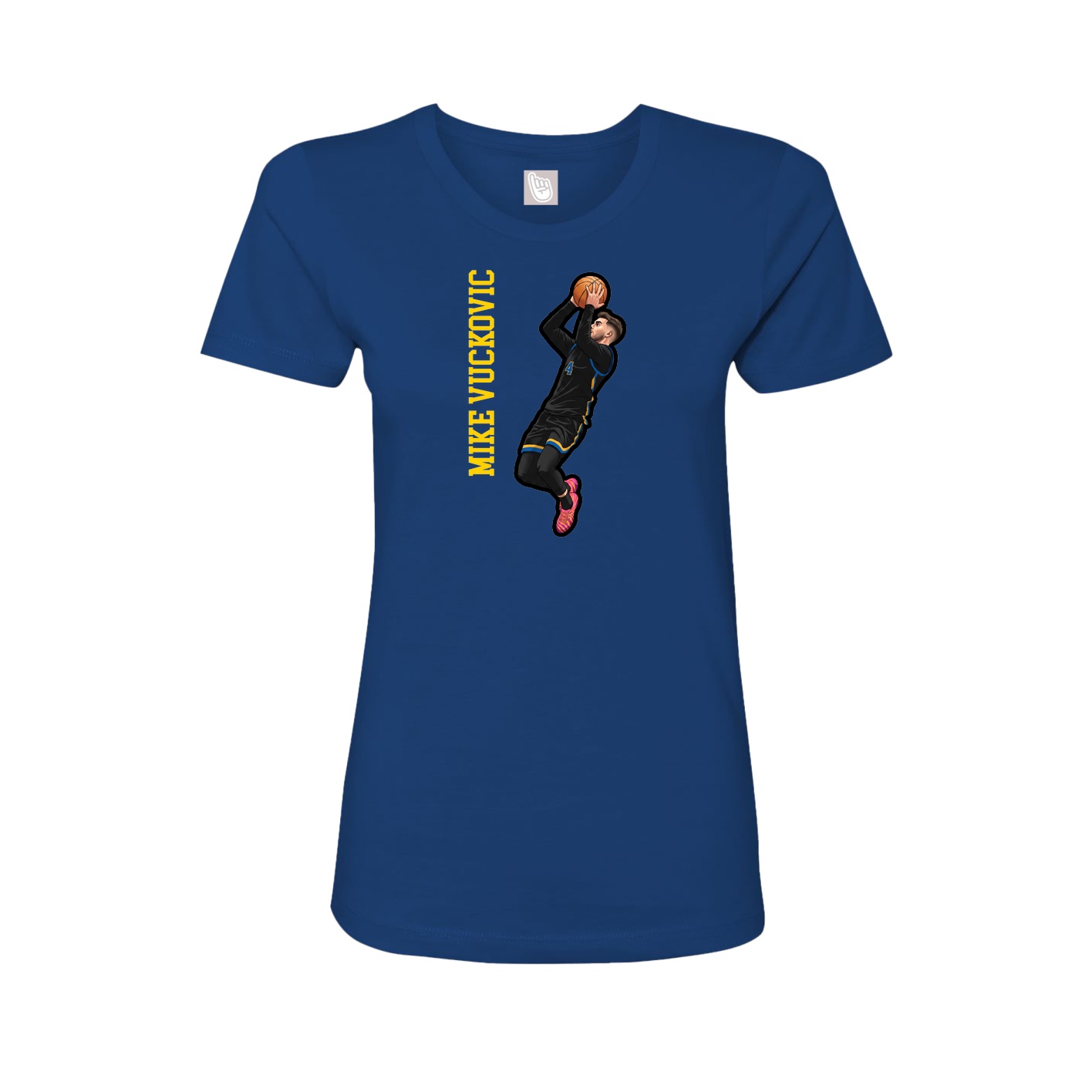 Fitted Women's Tee — Name Vertical in Royal