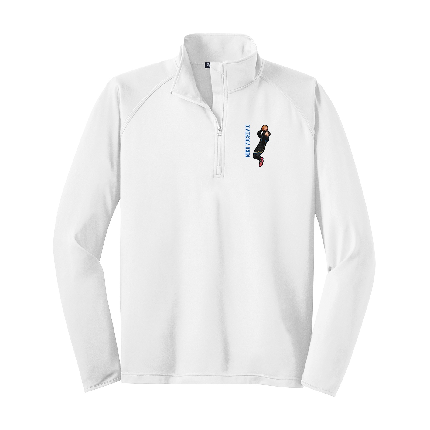 Q-Zip Pullover — Name Vertical in White