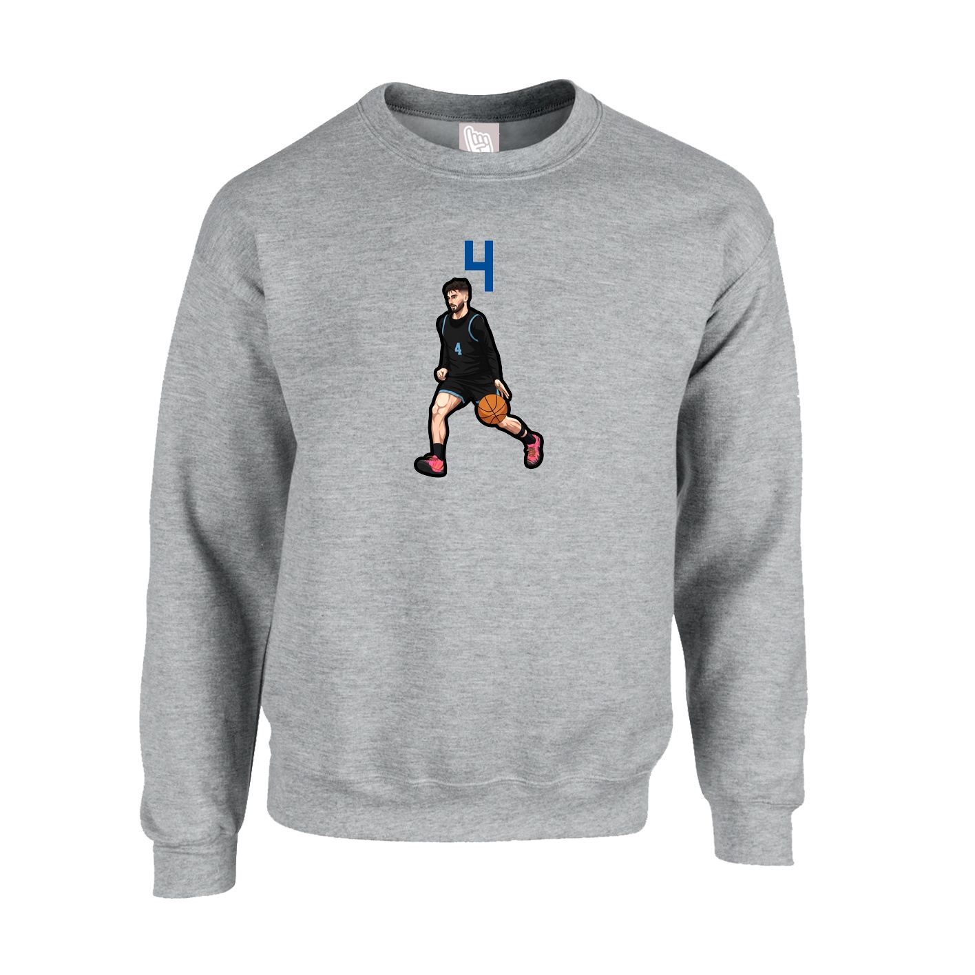 Fleece Crew — Number Top in Grey