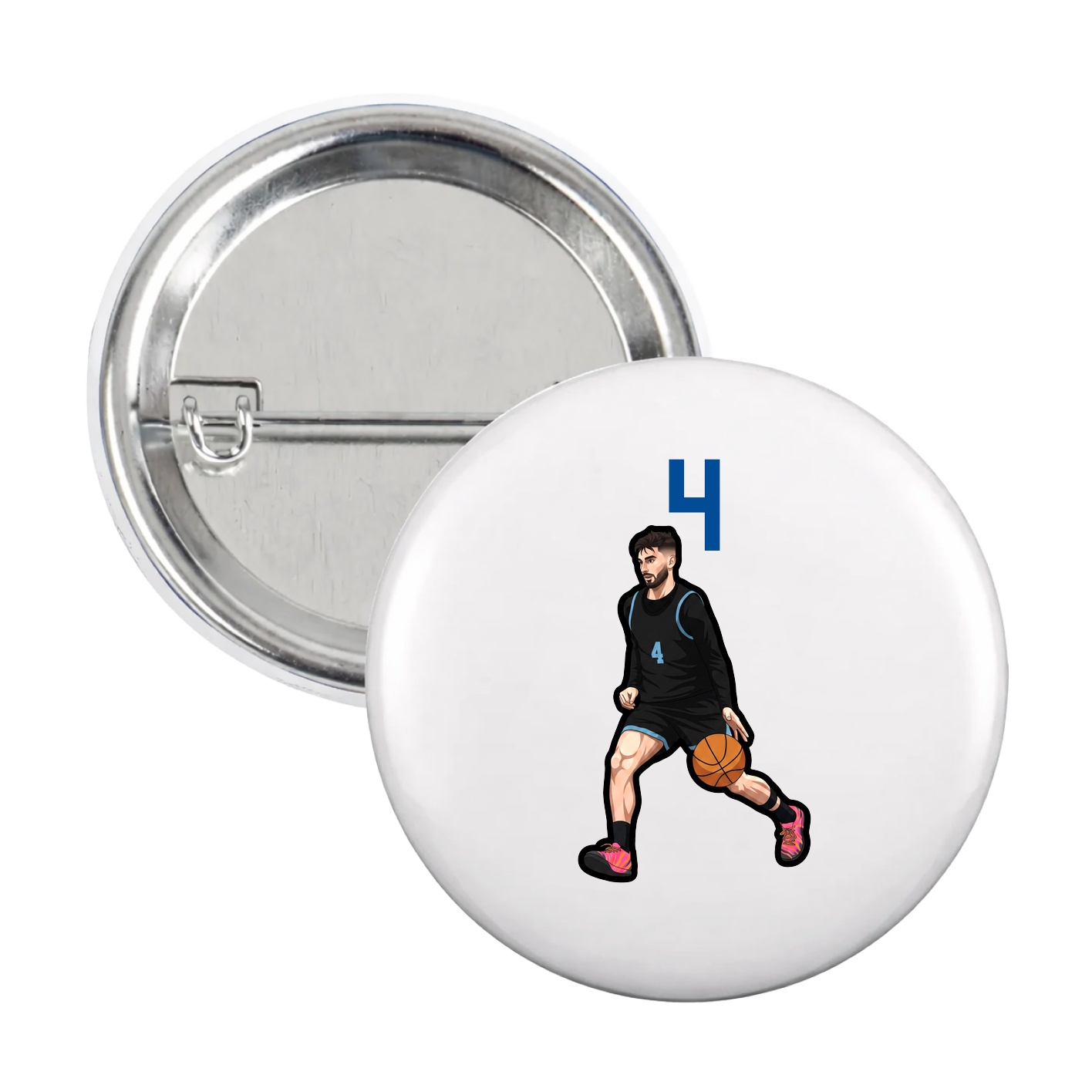 Game Day Button — Number Top in White