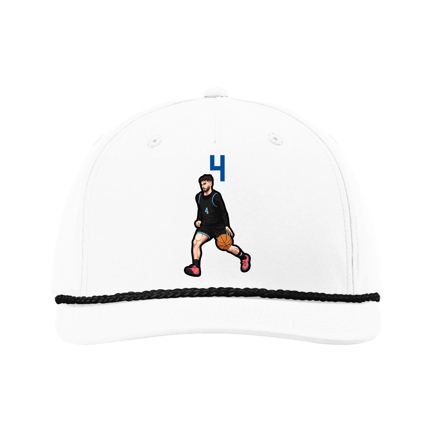 Five-Panel Classic Rope Cap — Number Top in White