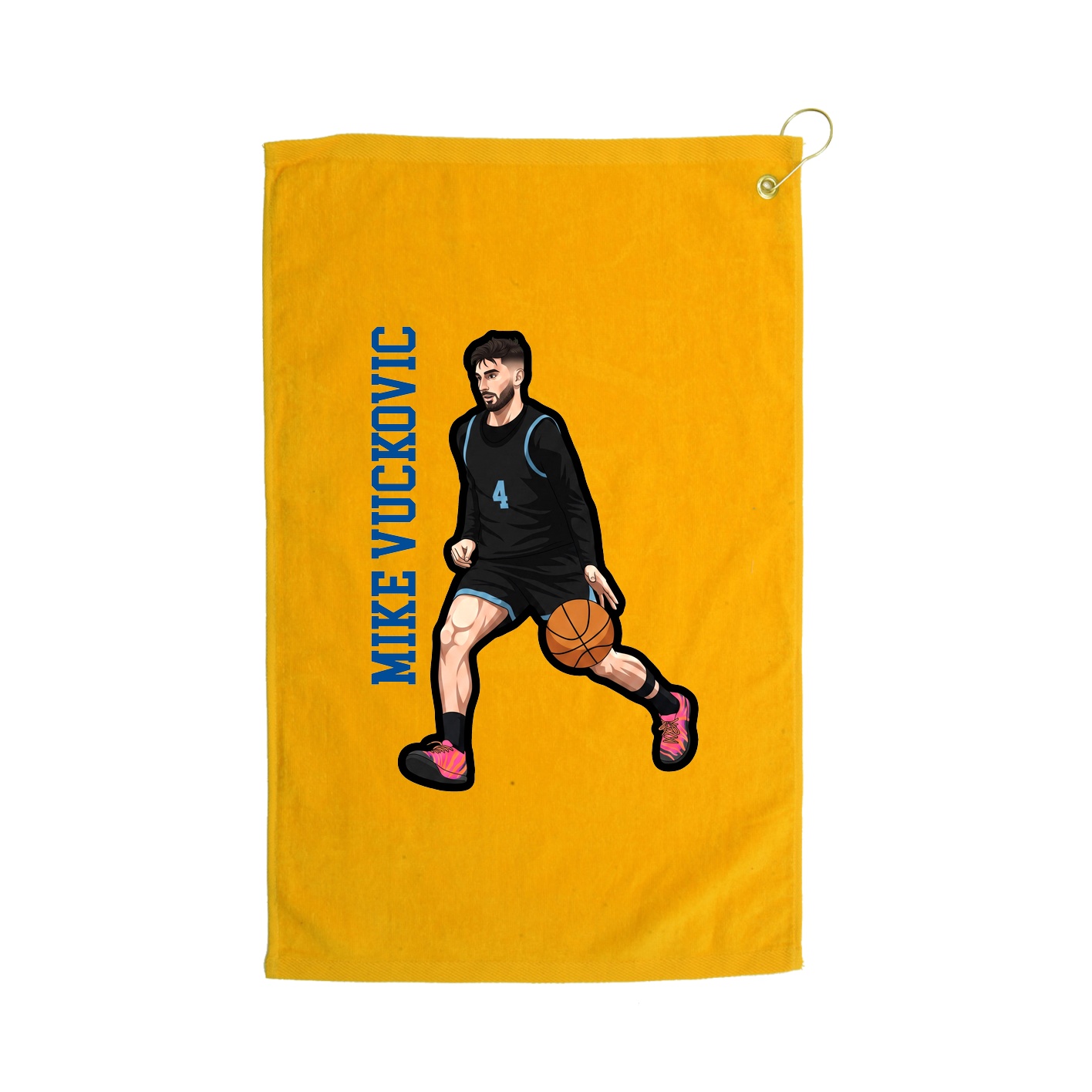 Golf Towel — Name Vertical in Gold
