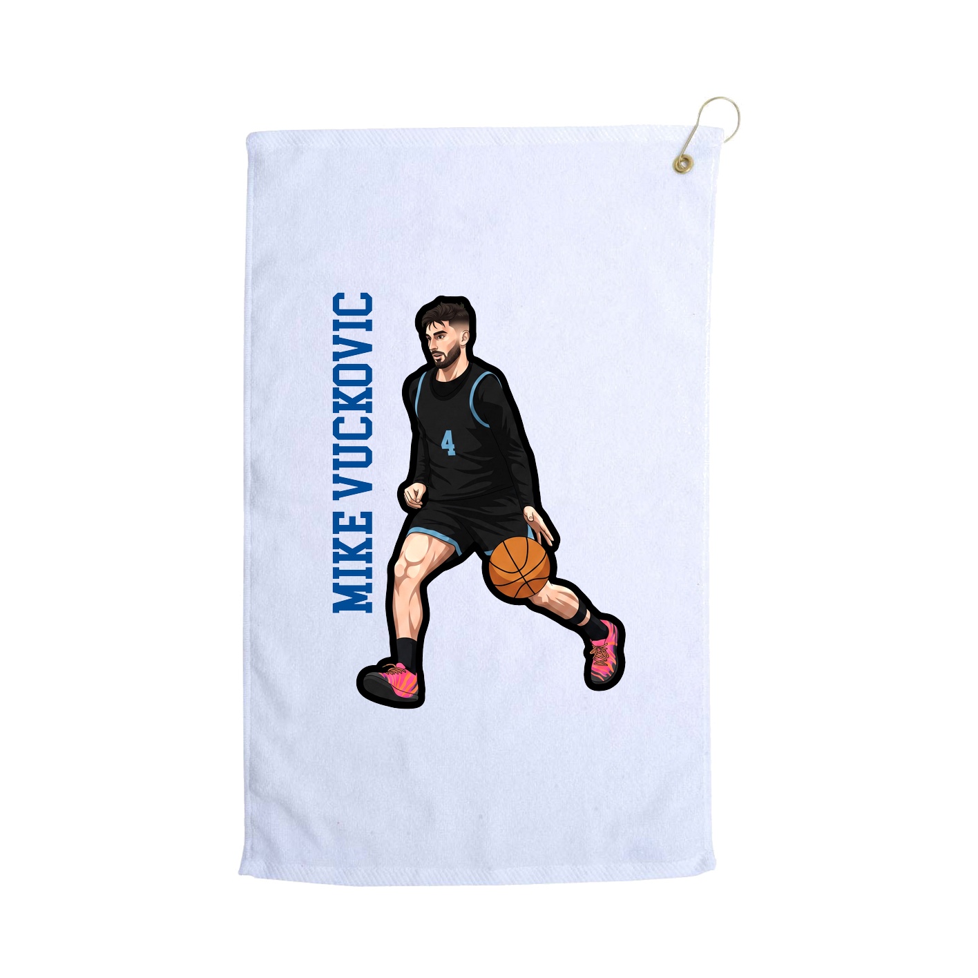 Golf Towel — Name Vertical in White