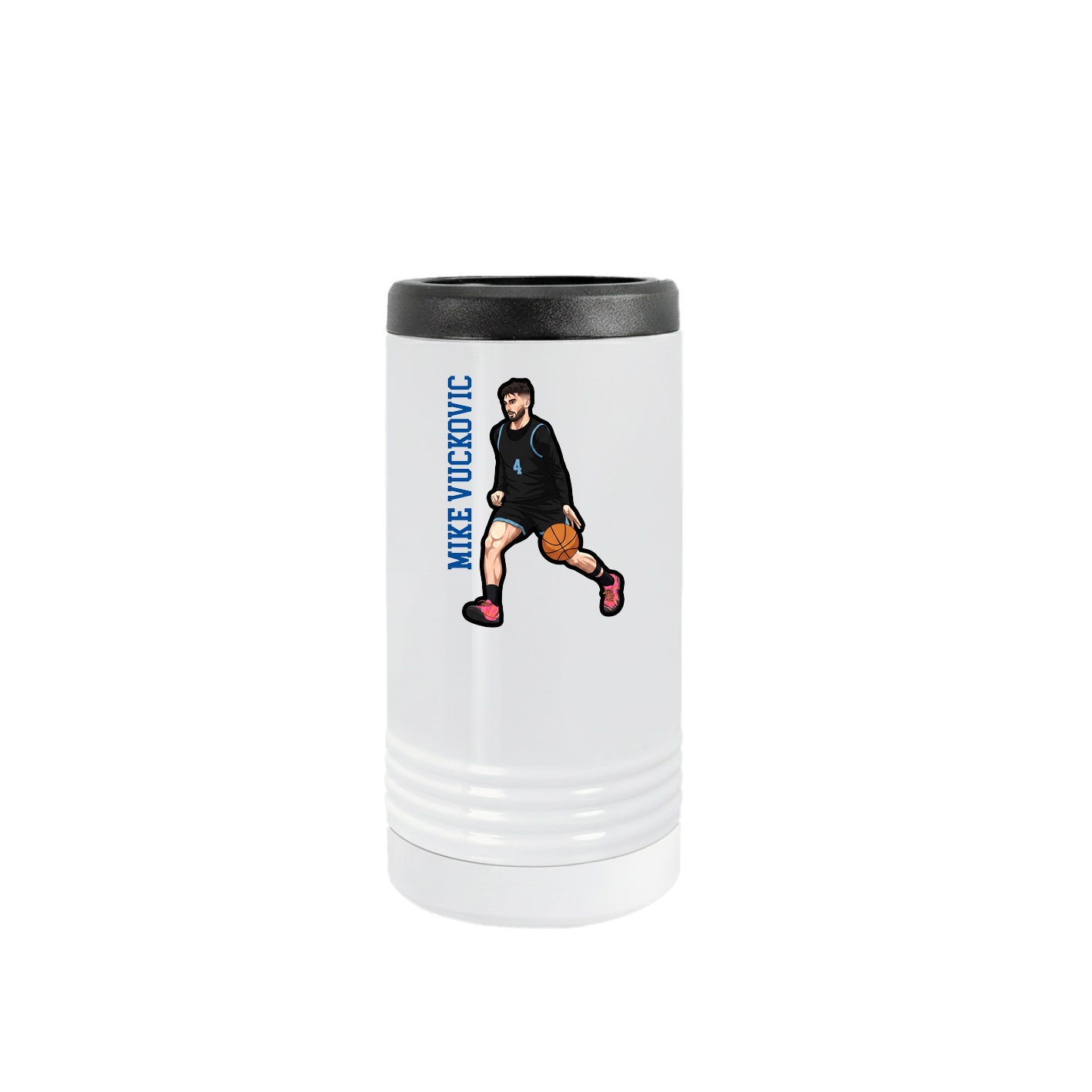 Slim Beverage Holder — Name Vertical in White