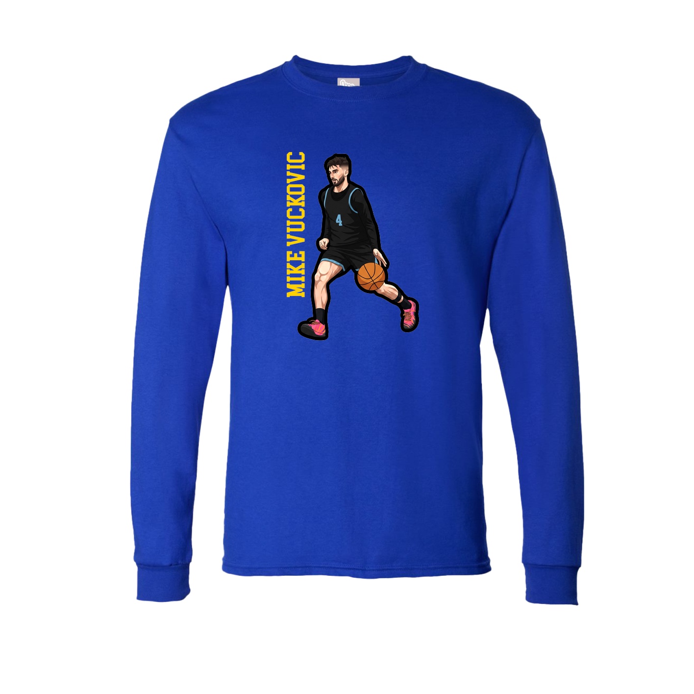 Long Sleeve Tee — Name Vertical in Royal