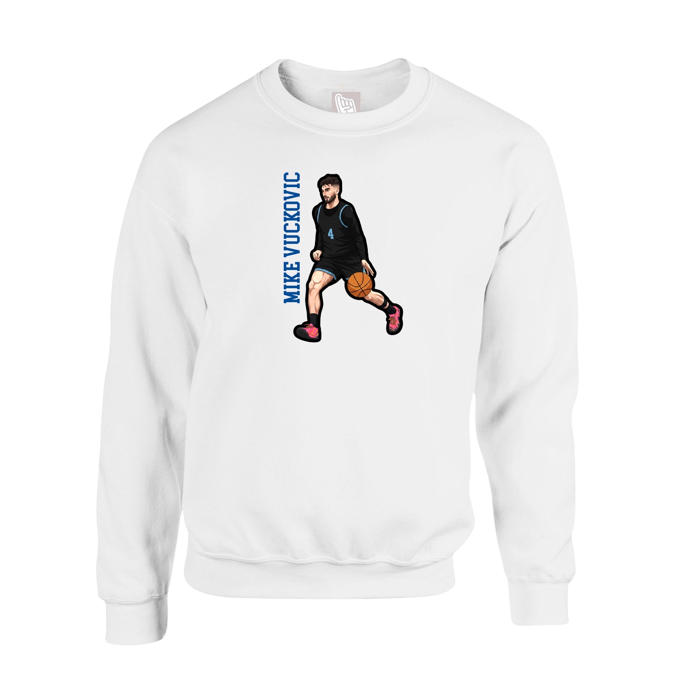 Fleece Crew — Name Vertical in White