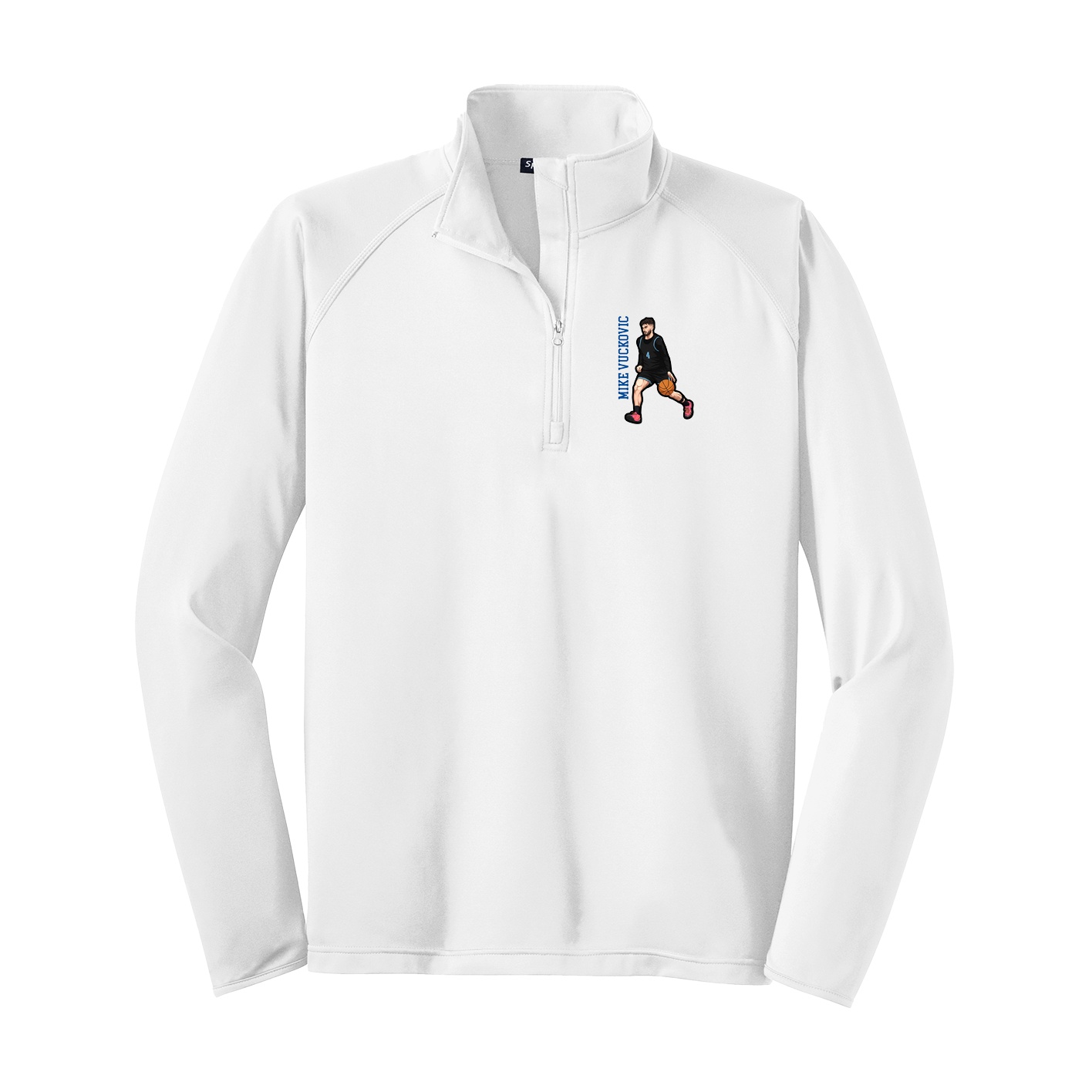 Q-Zip Pullover — Name Vertical in White