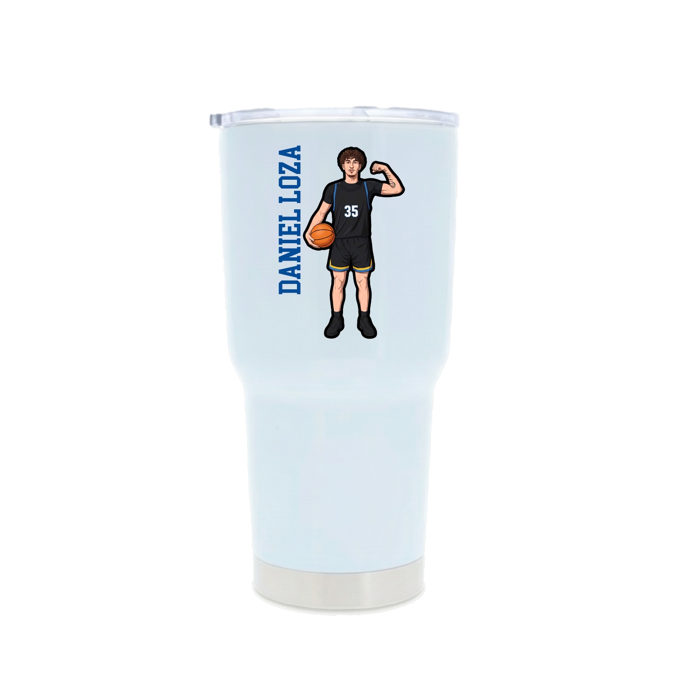 30oz Stainless Steel Tumbler — Name Vertical in White