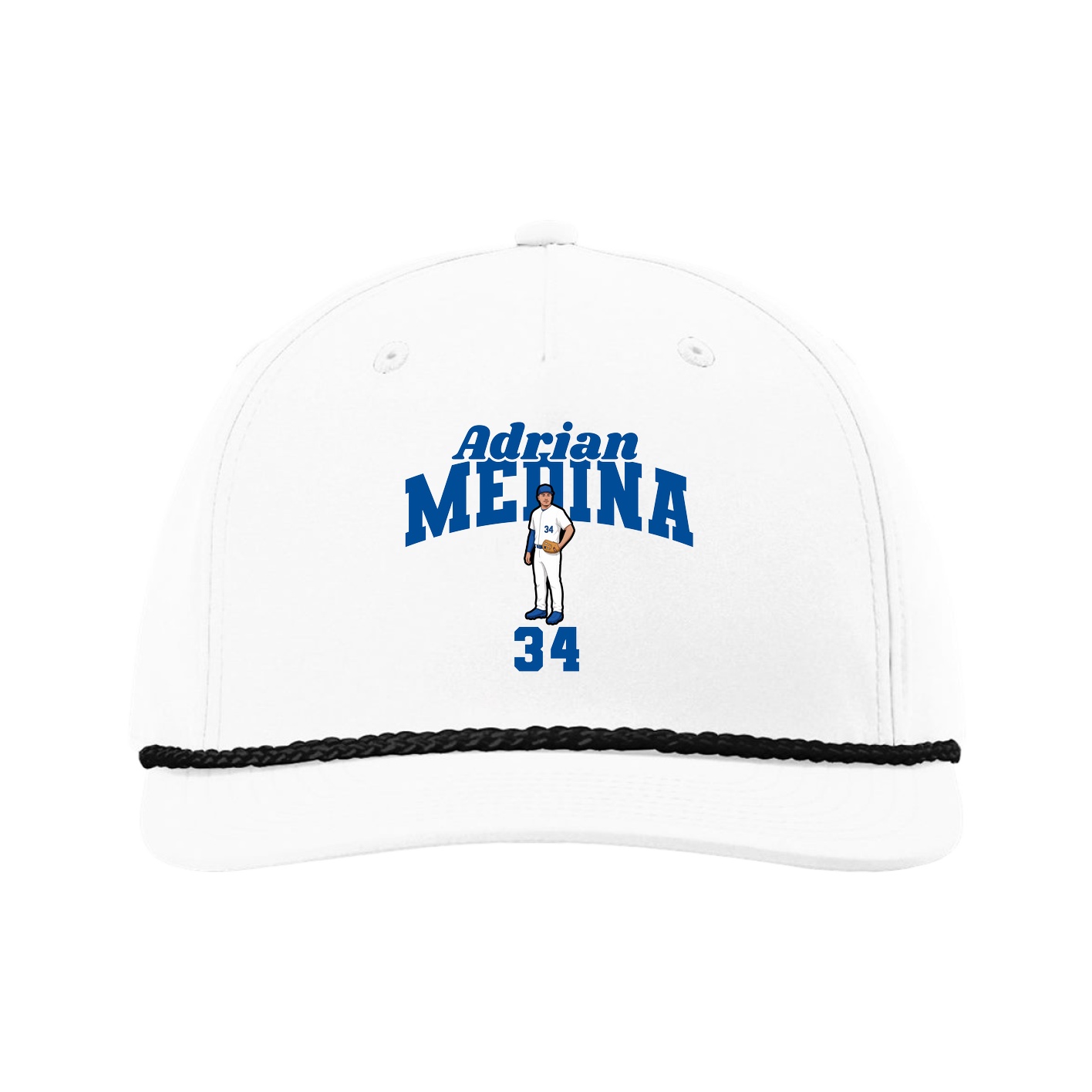 Five-Panel Classic Rope Cap — Signature Arch in White