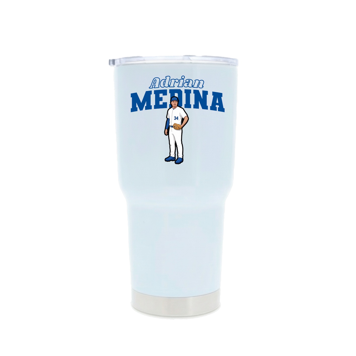 30oz Stainless Steel Tumbler — Name Arch in White