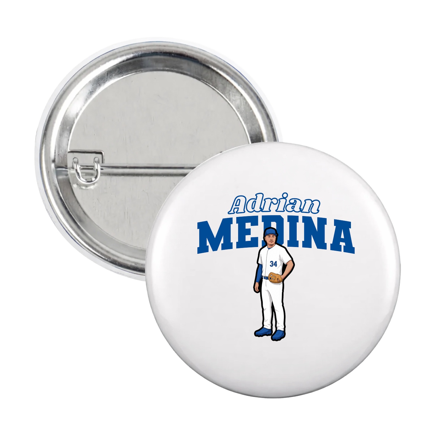 Game Day Button — Name Arch in White