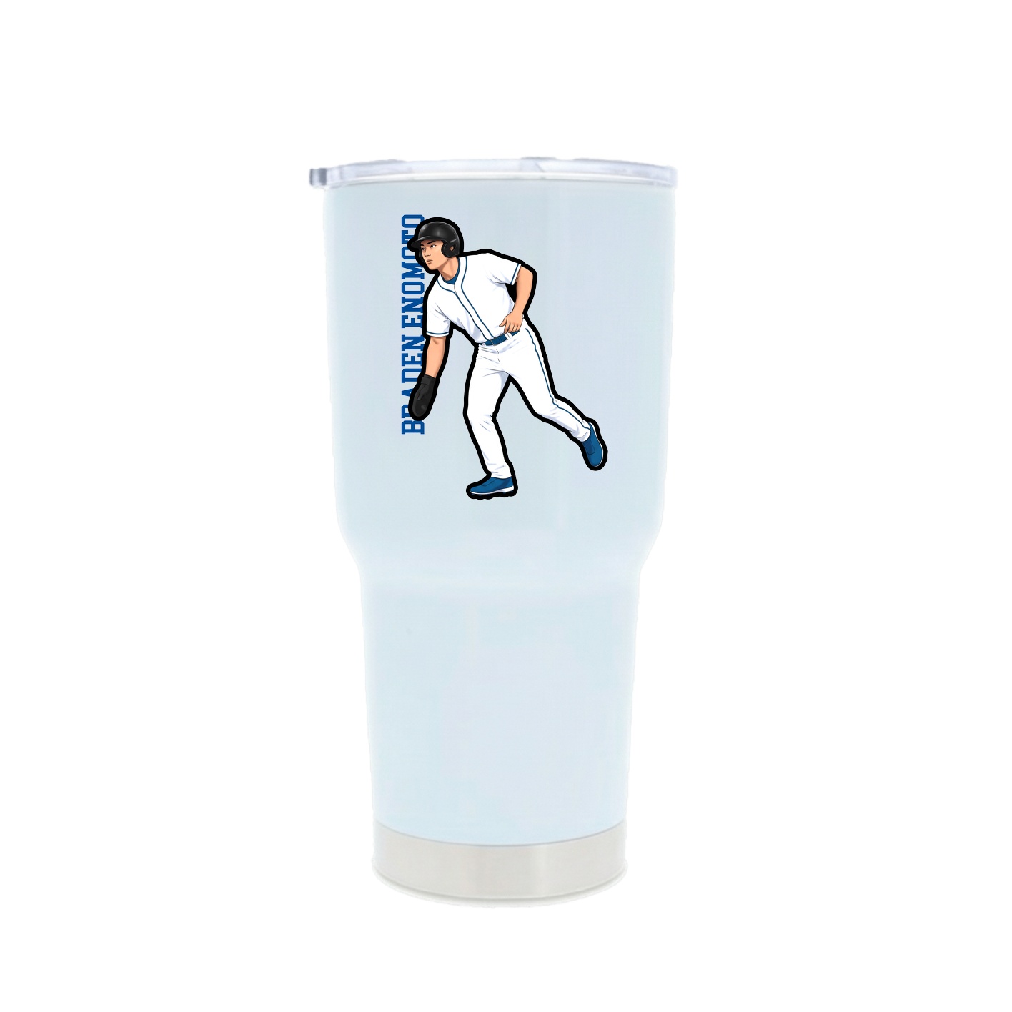 30oz Stainless Steel Tumbler — Name Vertical in White