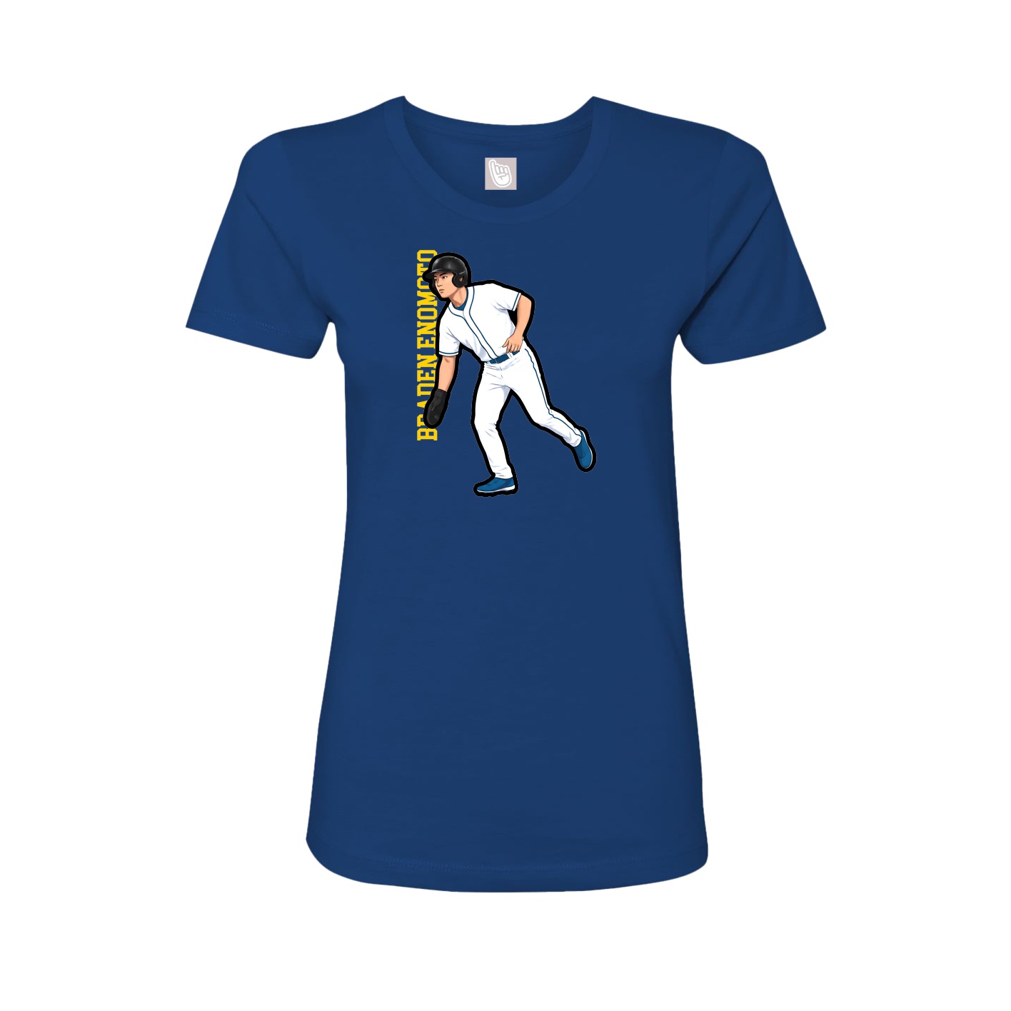 Fitted Women's Tee — Name Vertical in Royal