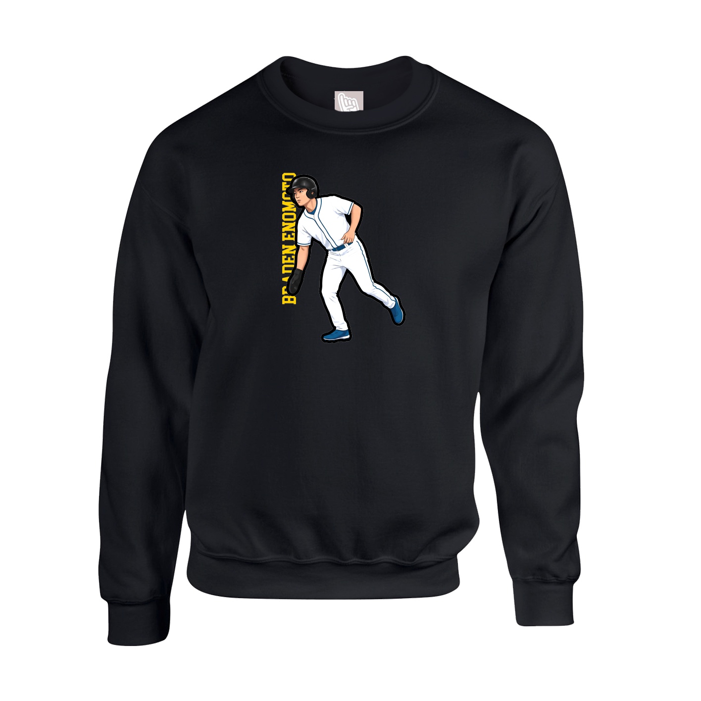 Fleece Crew — Name Vertical in Black