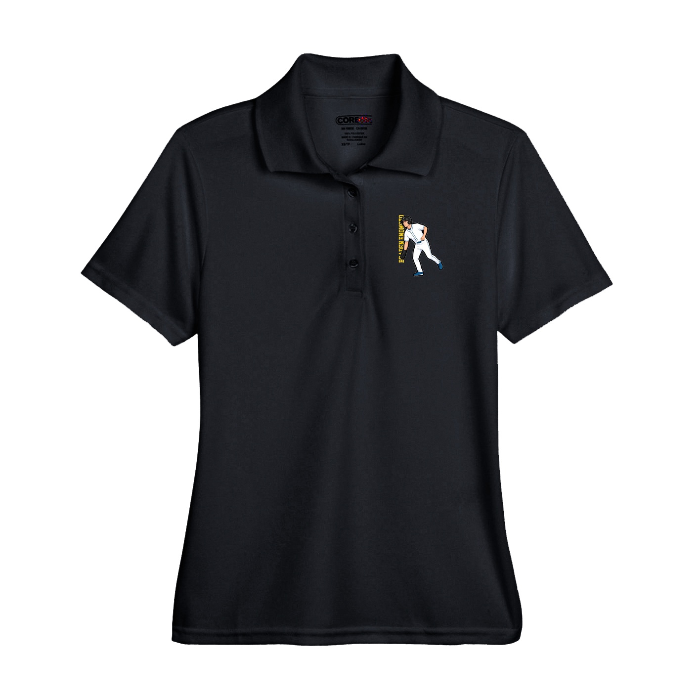 Performance Polo — Name Vertical in Black