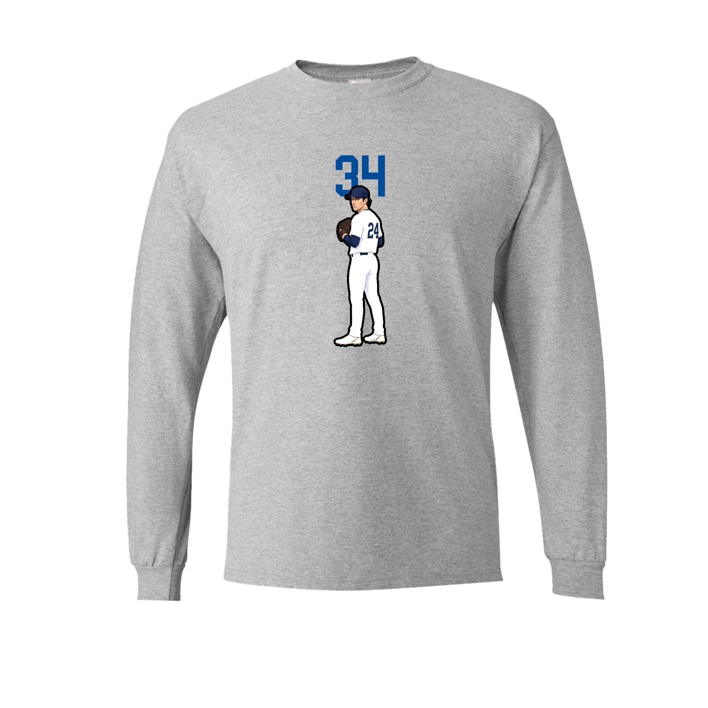 Long Sleeve Tee — Number Top in Grey