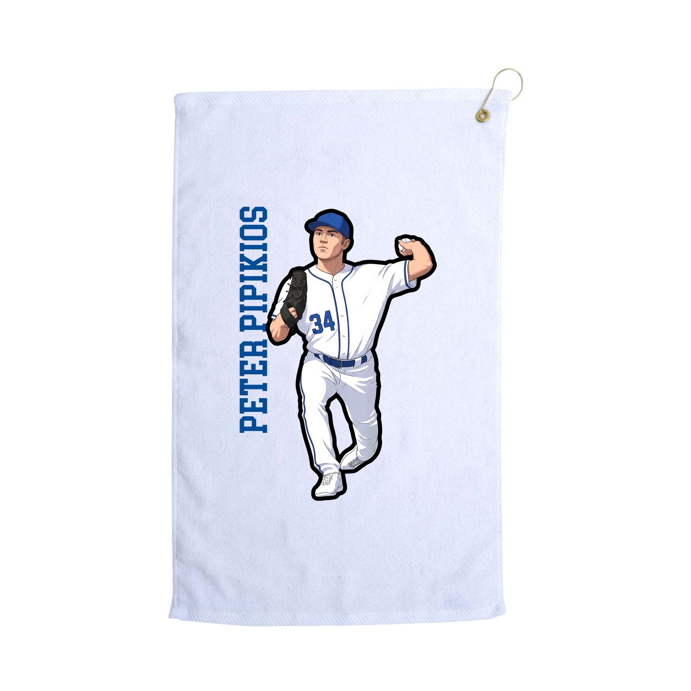 Golf Towel — Name Vertical in White