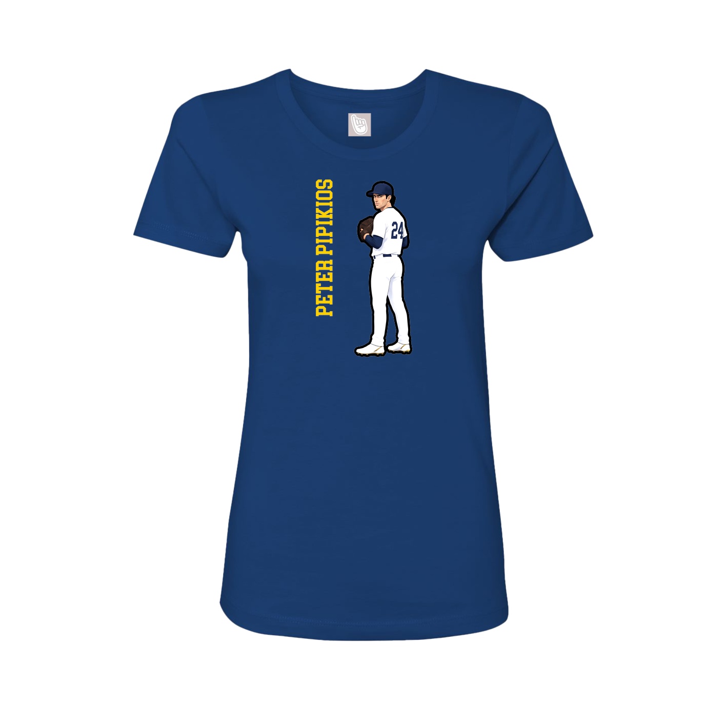 Fitted Women's Tee — Name Vertical in Royal