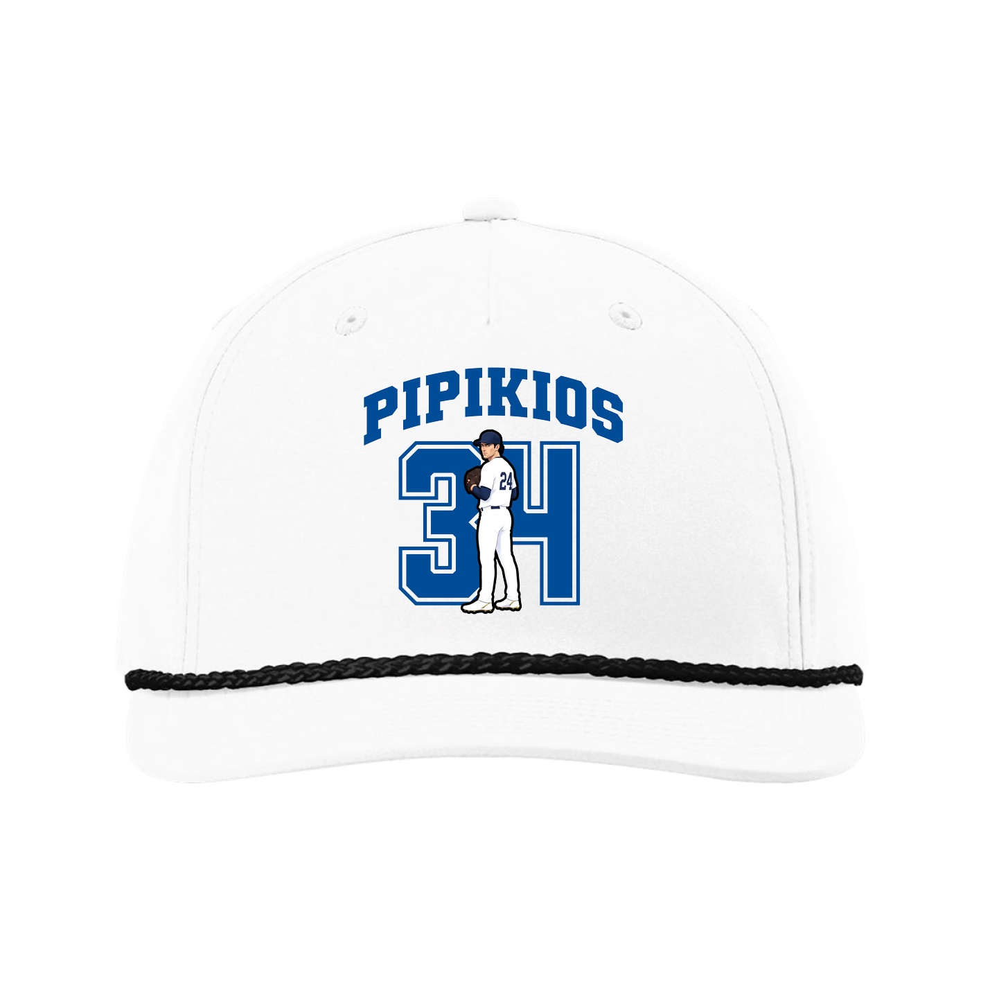 Five-Panel Classic Rope Cap — Number in White