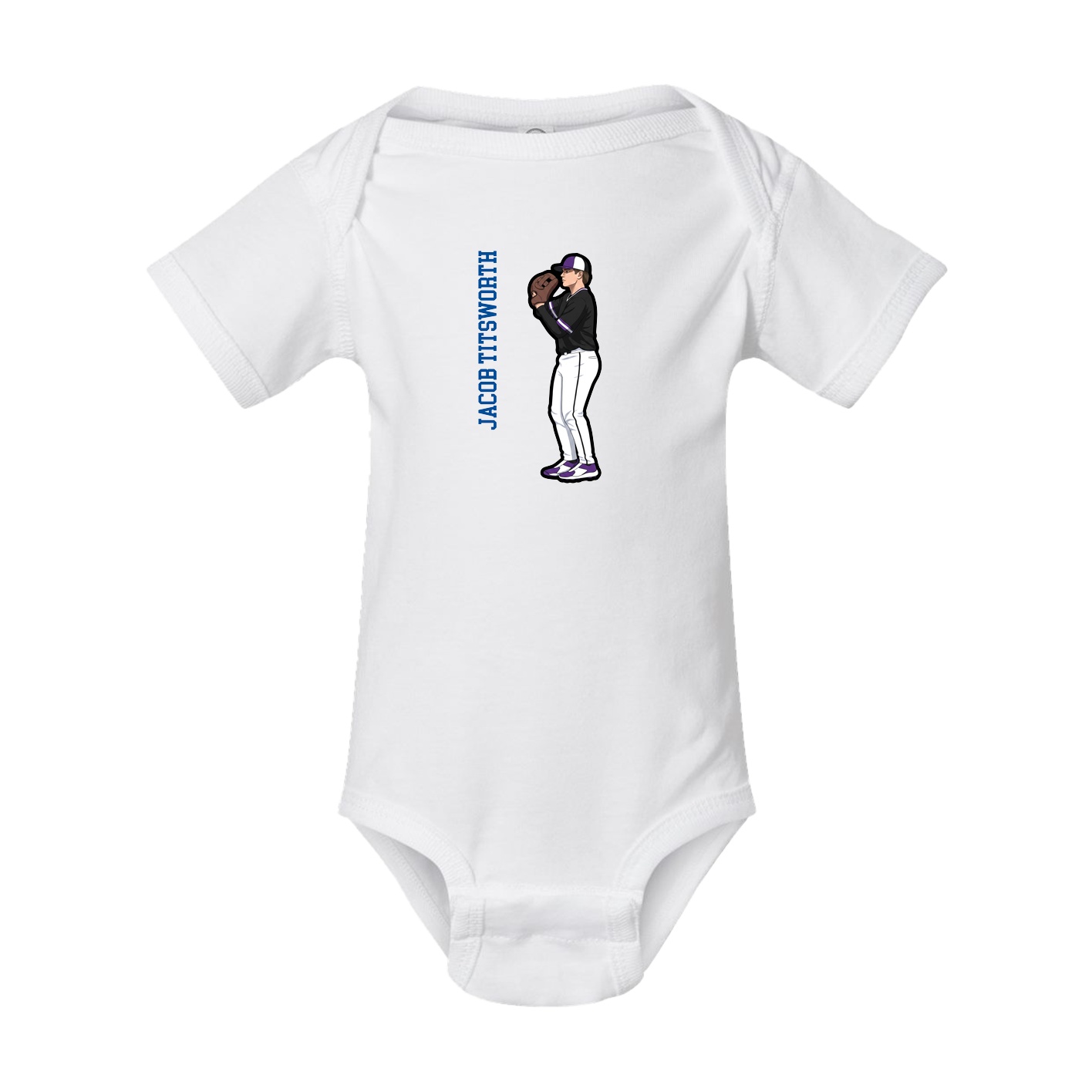 Baby Onesie — Name Vertical in White