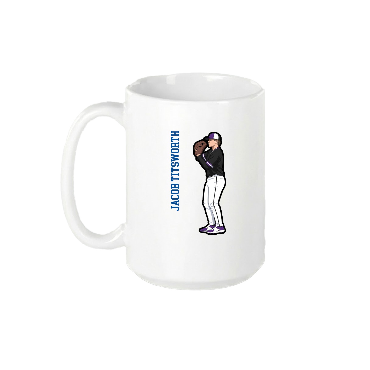 15oz Coffee Mug — Name Vertical in White