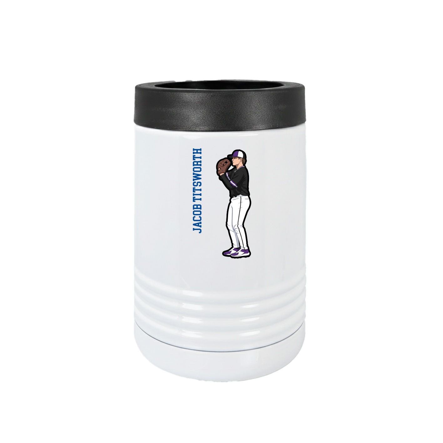 Beverage Holder — Name Vertical in White