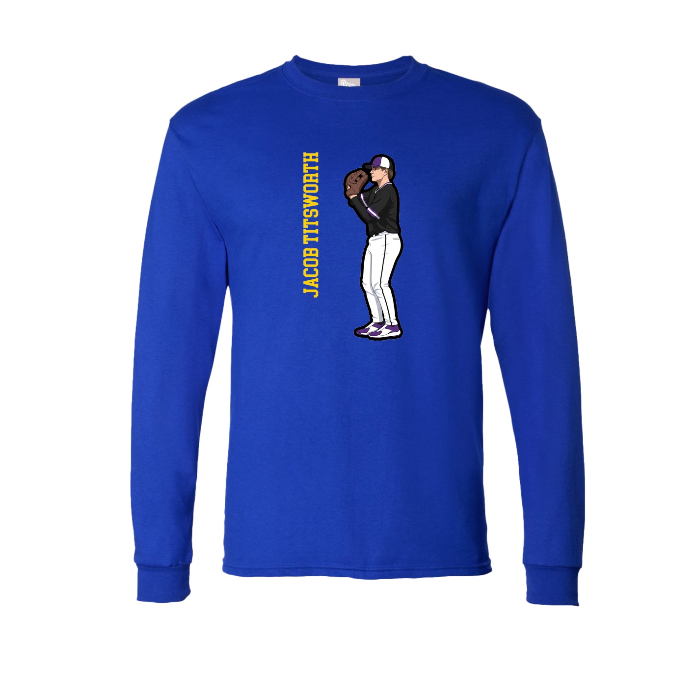 Long Sleeve Tee — Name Vertical in Royal