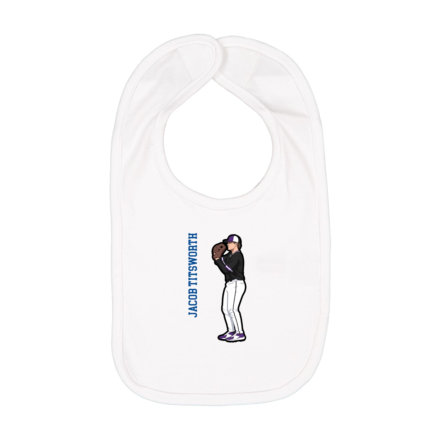 Infant Bib — Name Vertical in White