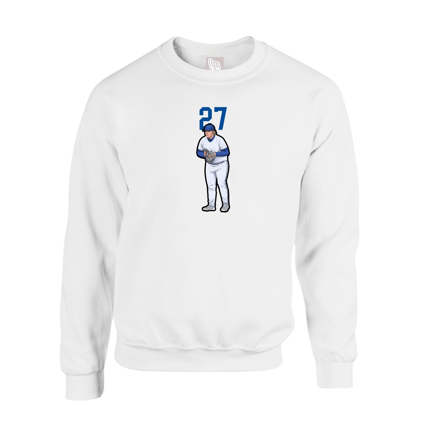 Fleece Crew — Number Top in White