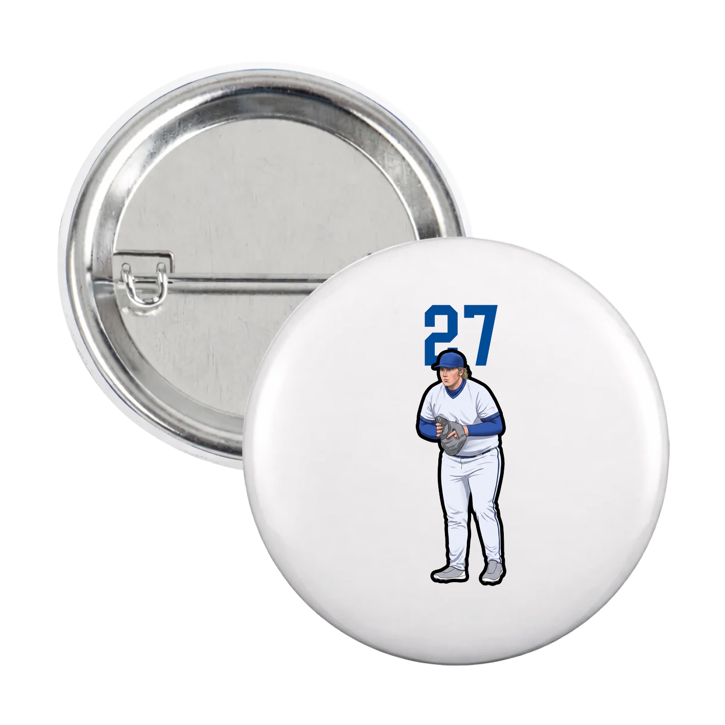 Game Day Button — Number Top in White