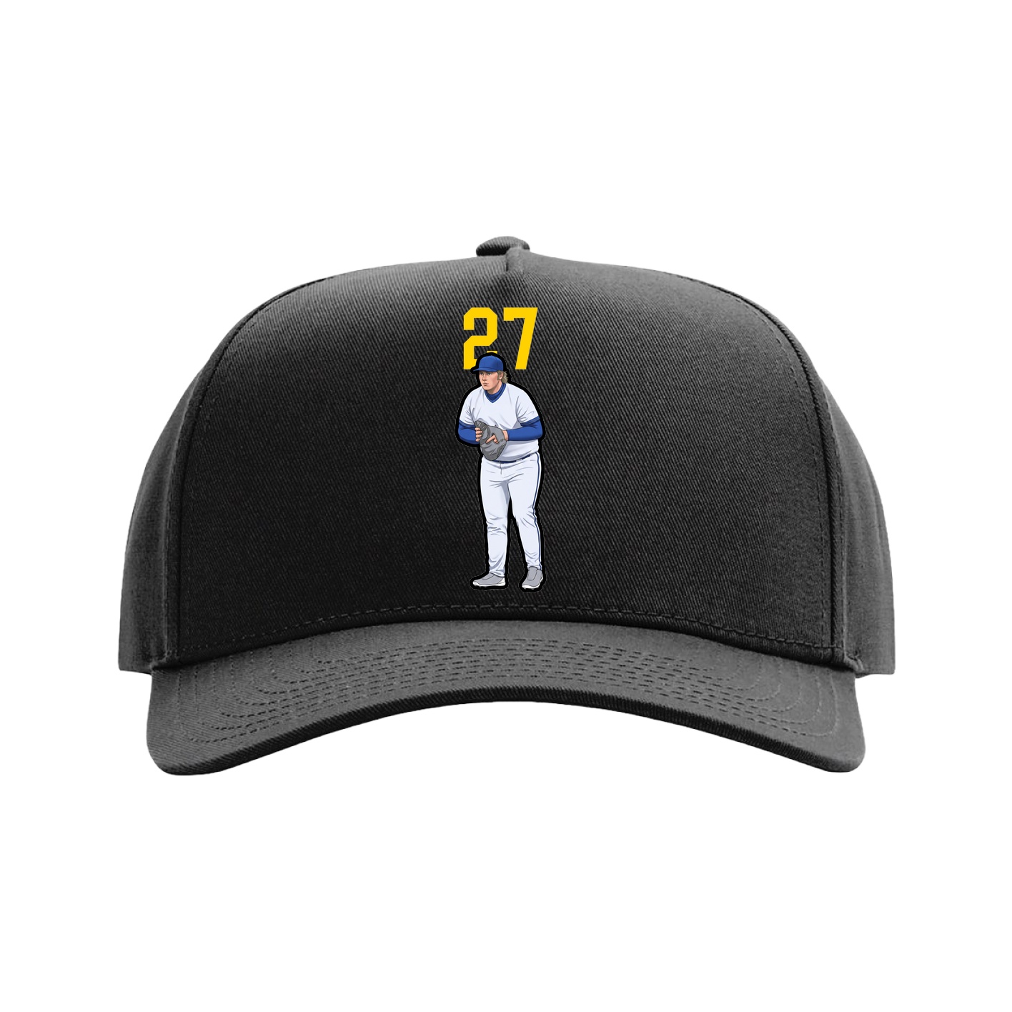 Full Fabric Five-Panel Champ Cap — Number Top in Black