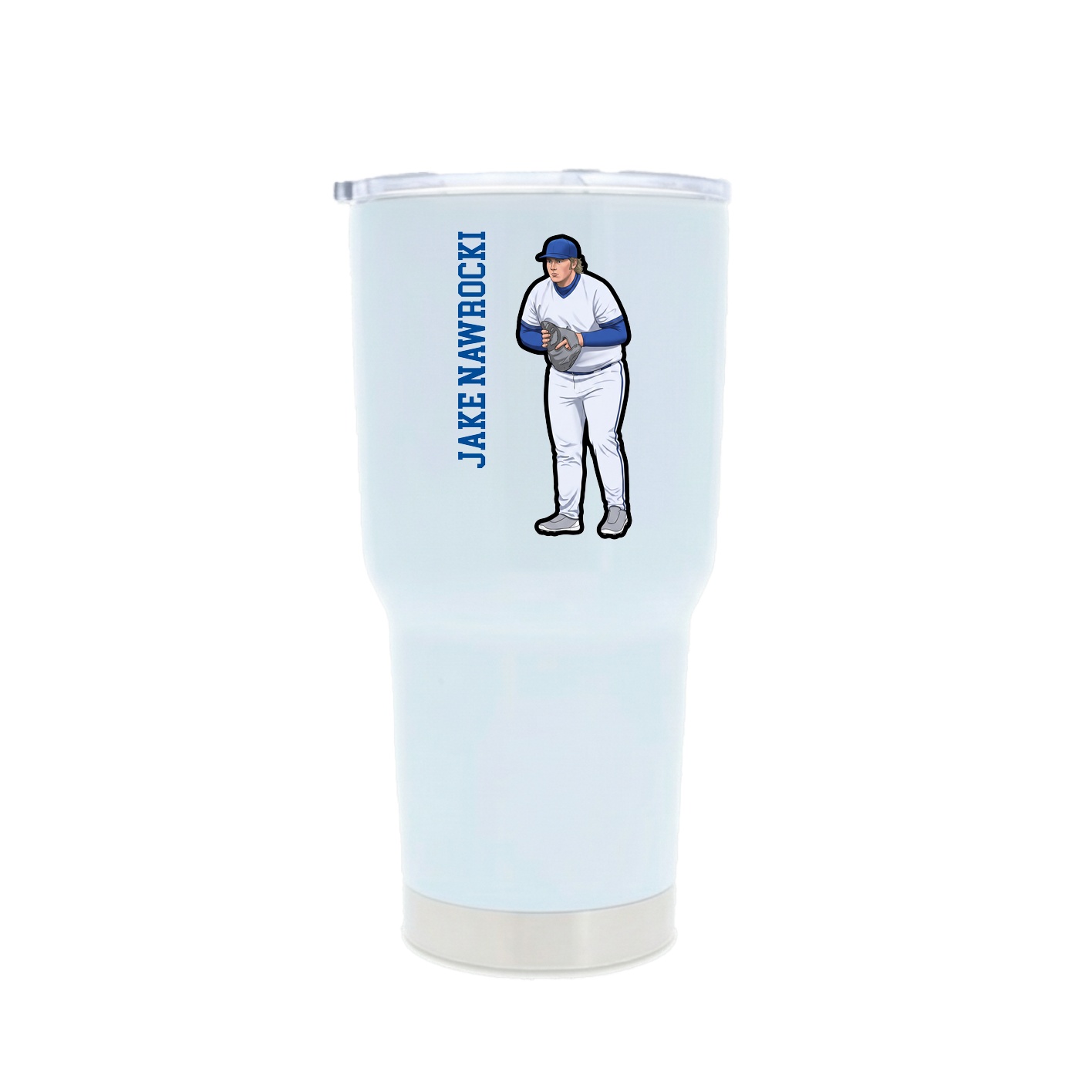 30oz Stainless Steel Tumbler — Name Vertical in White