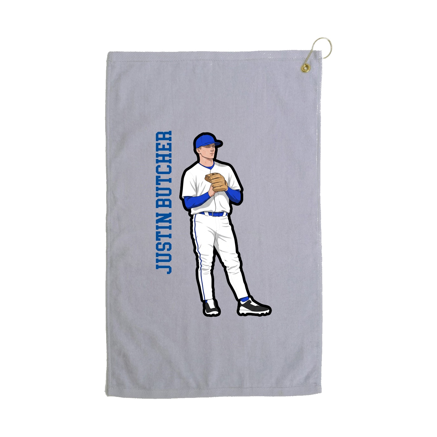 Golf Towel — Name Vertical in Grey