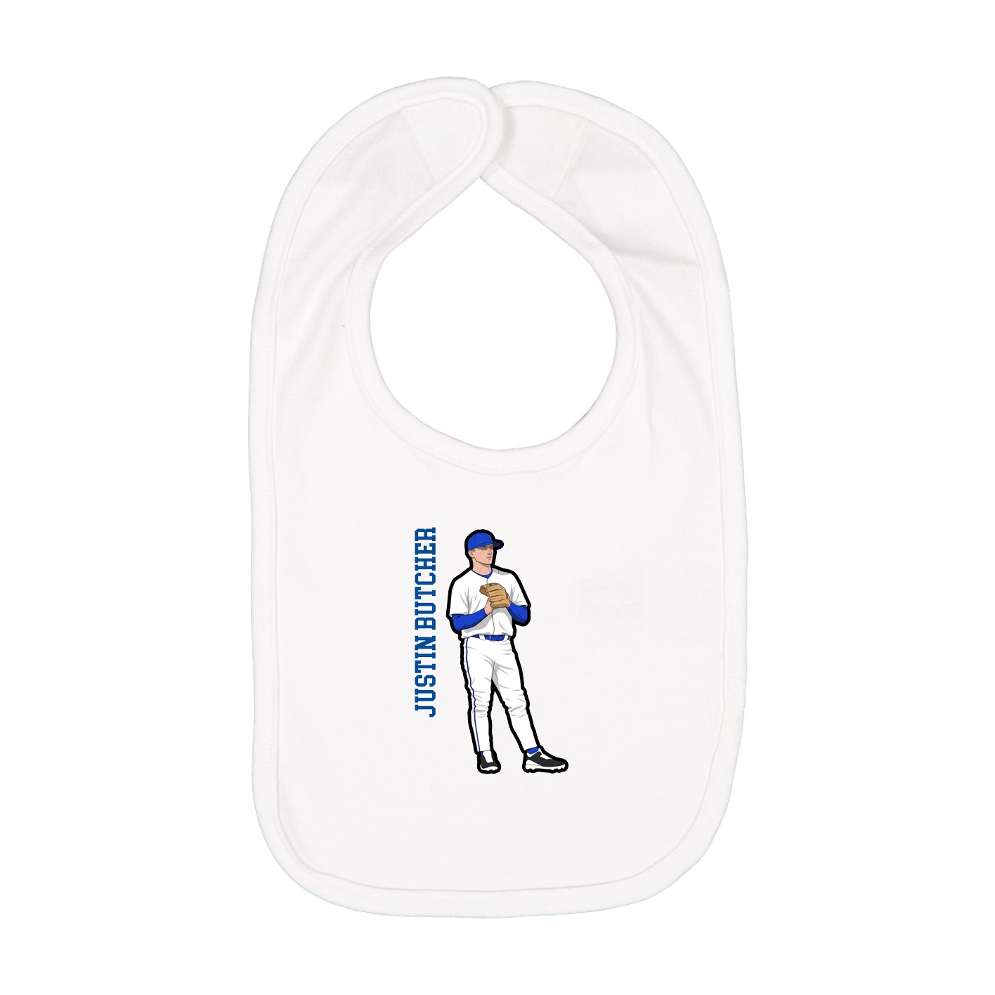 Infant Bib — Name Vertical in White
