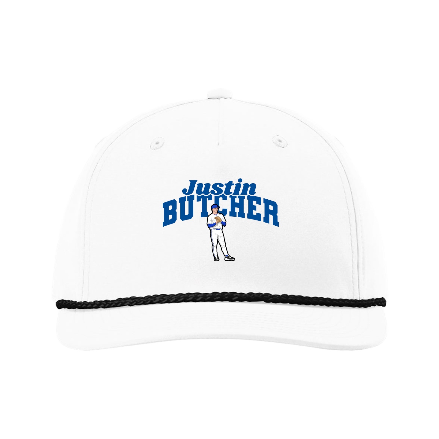 Five-Panel Classic Rope Cap — Signature Arch in White