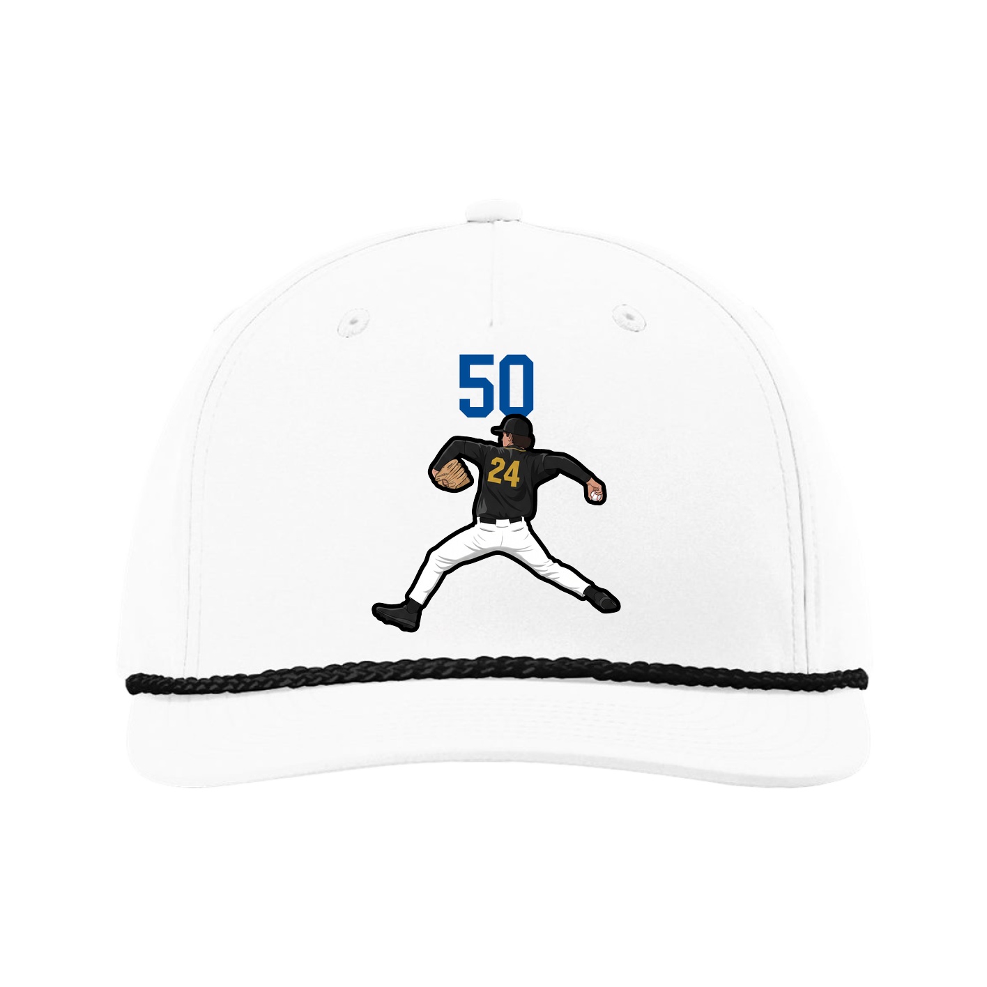 Five-Panel Classic Rope Cap — Number Top in White
