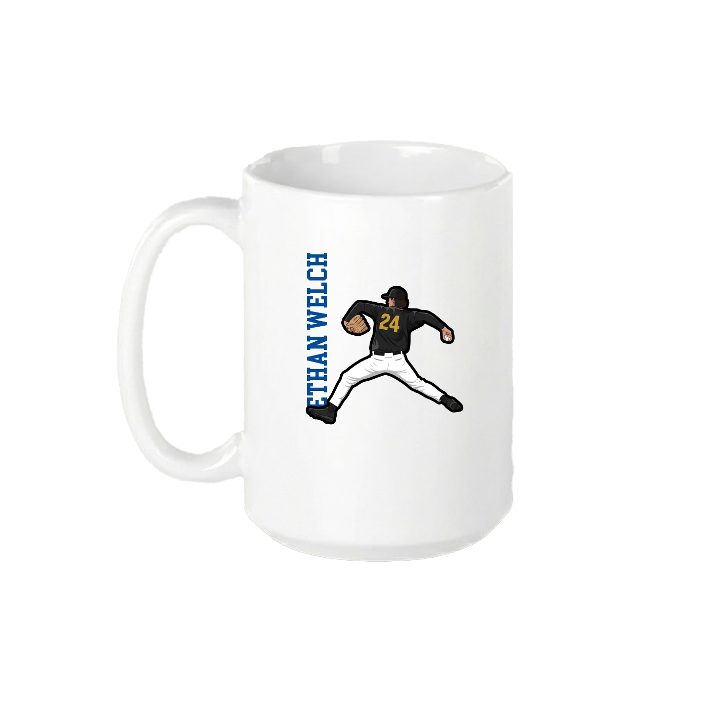 15oz Coffee Mug — Name Vertical in White