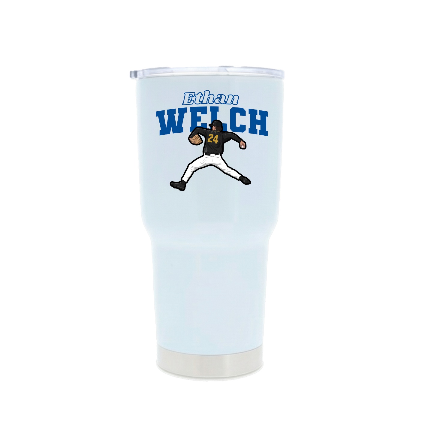 30oz Stainless Steel Tumbler — Name Arch in White