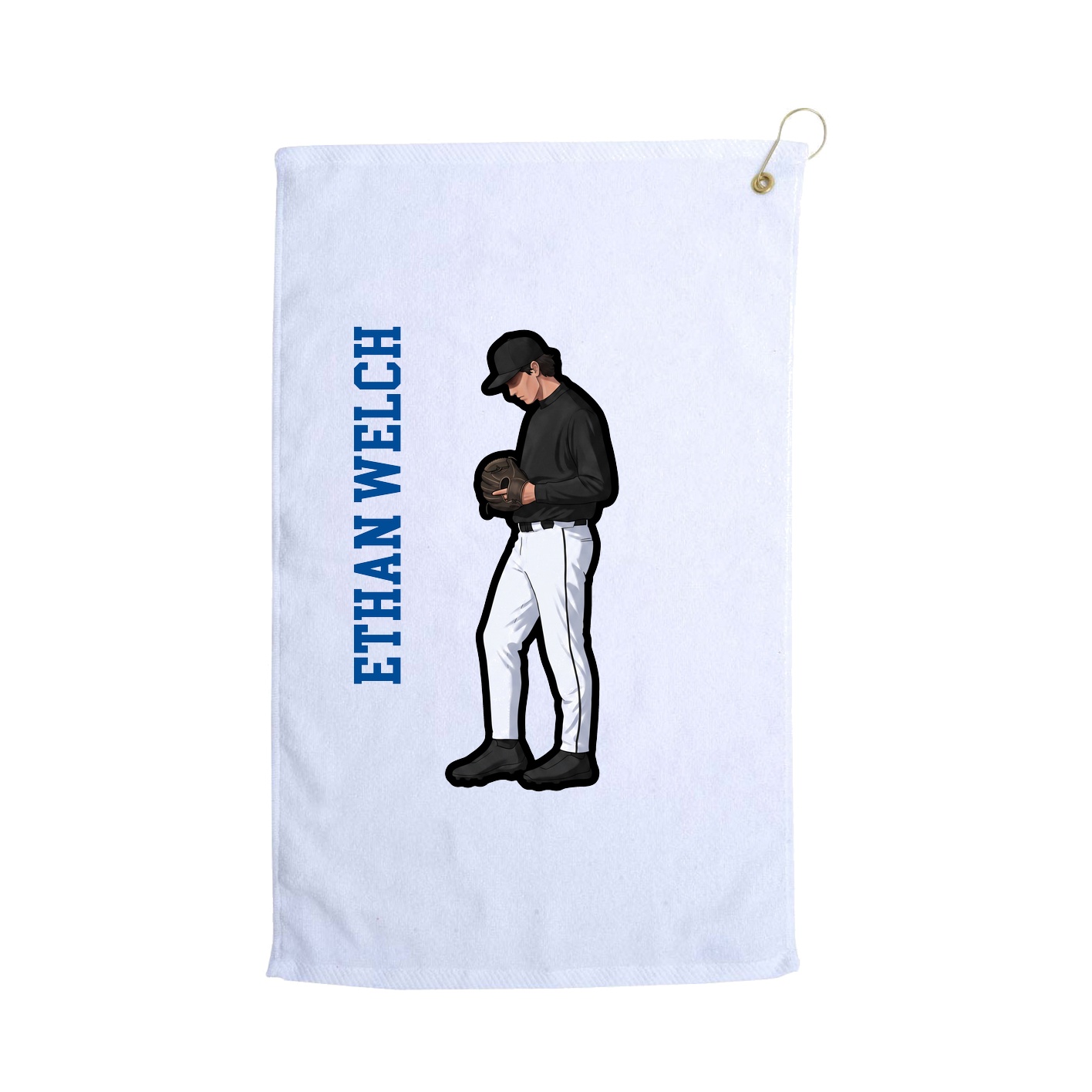 Golf Towel — Name Vertical in White