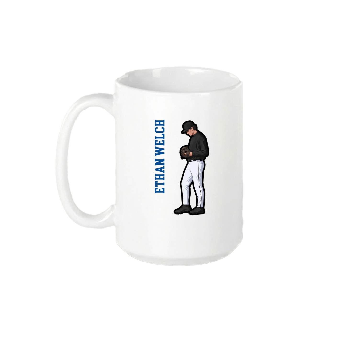 15oz Coffee Mug — Name Vertical in White