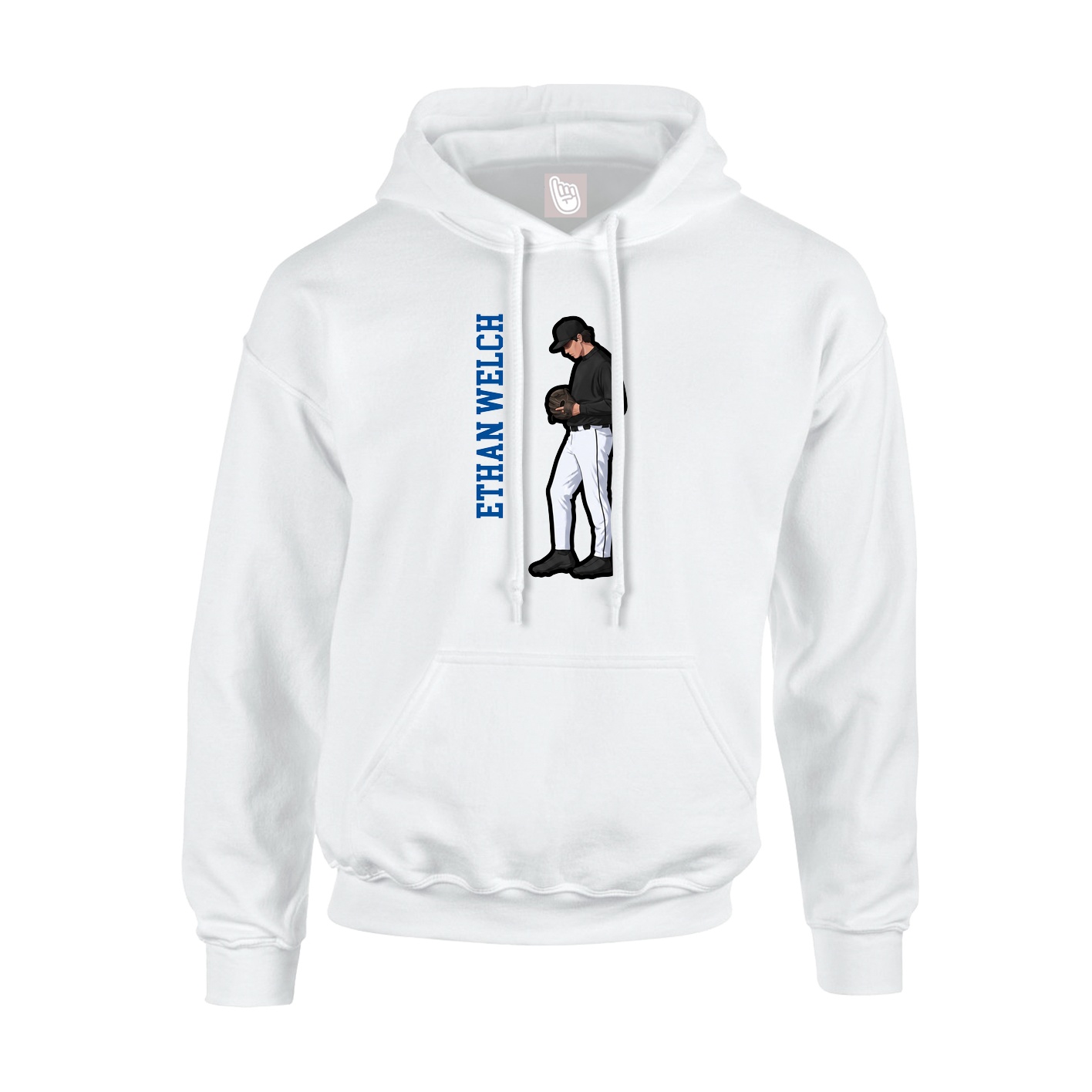 Youth Hoodie — Name Vertical in White