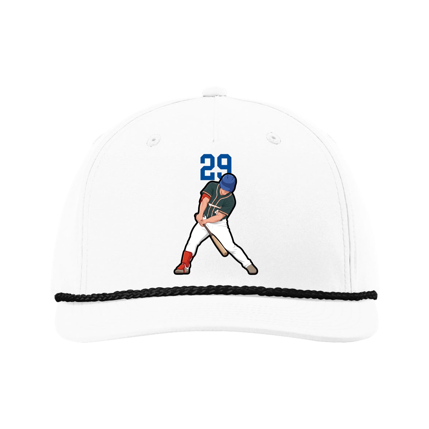 Five-Panel Classic Rope Cap — Number Top in White