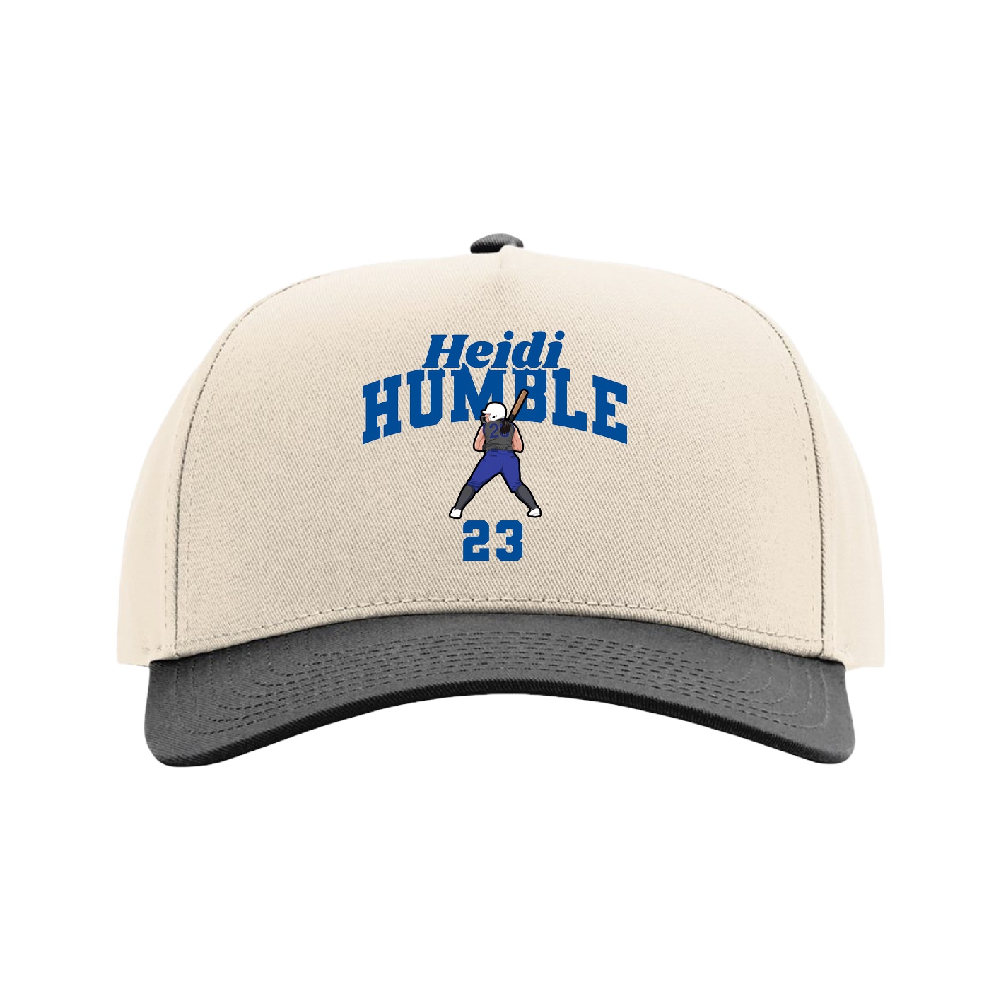 Full Fabric Five-Panel Champ Cap — Signature Arch in Cream/Black