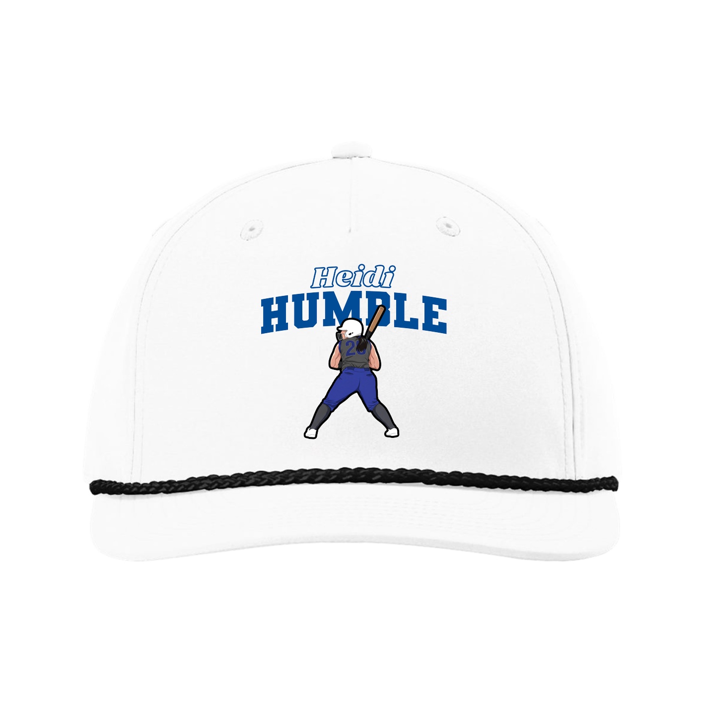 Five-Panel Classic Rope Cap — Name Arch in White