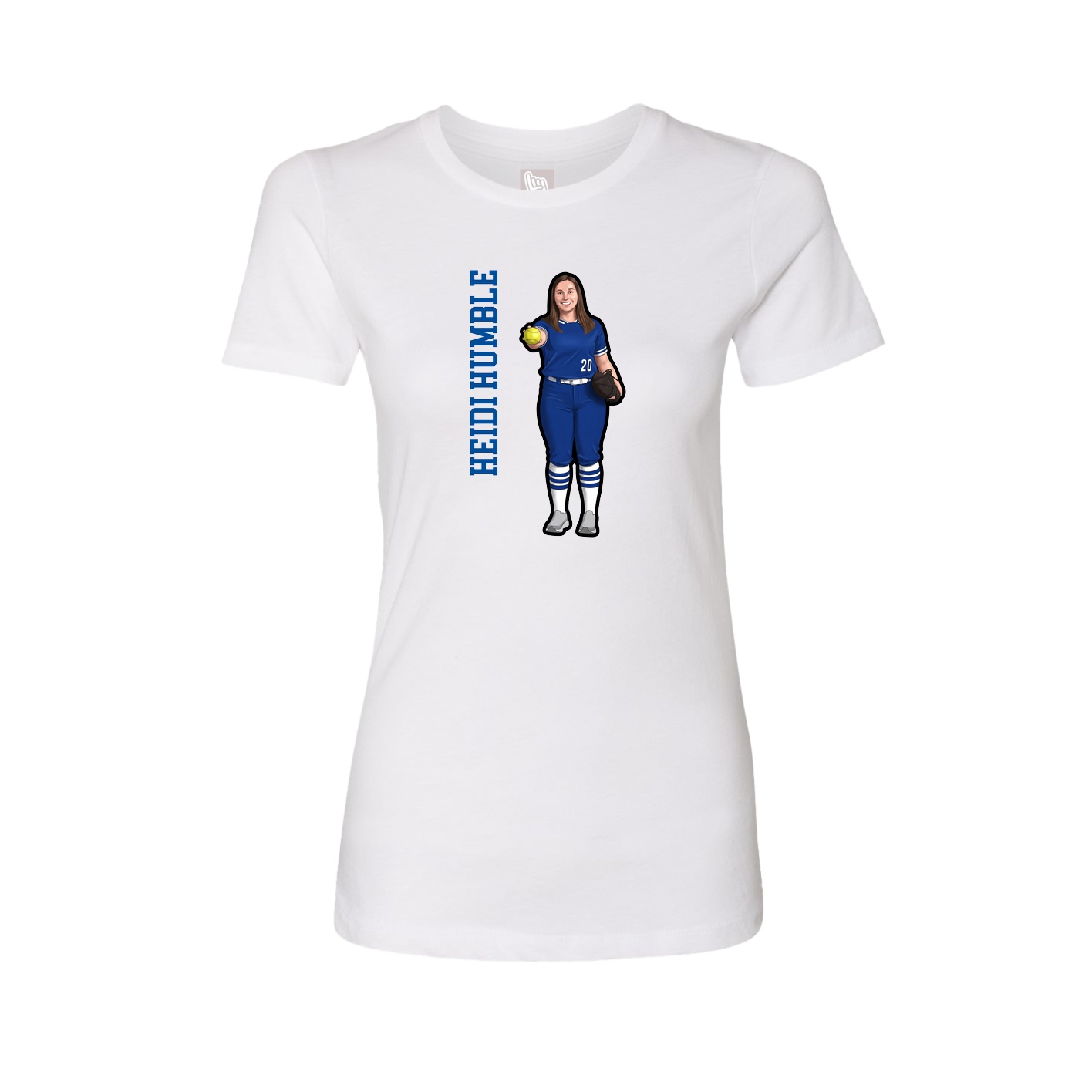 Womens Tee — Name Vertical in White