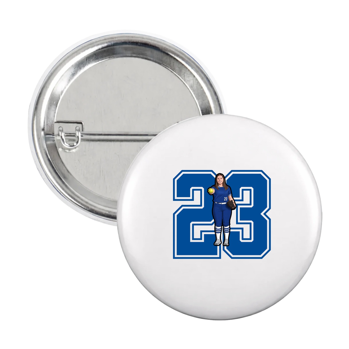 Game Day Button — Number in White